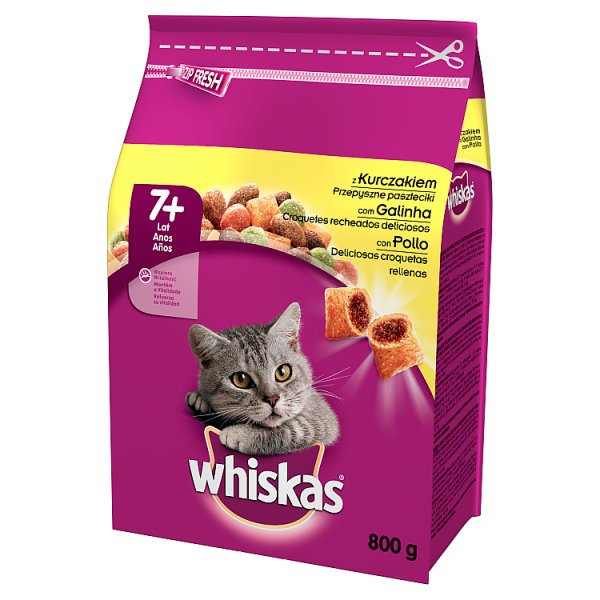 Whiskas z kurczakiem przepyszne paszteciki Karma pełnoporcjowa 7+ lat 800 g