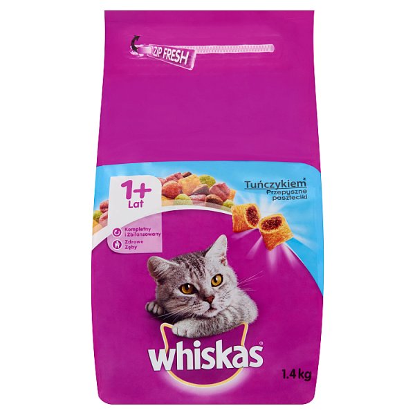 Whiskas z tuńczykiem Przepyszne paszteciki Karma pełnoporcjowa 1+ lat 1,4 kg