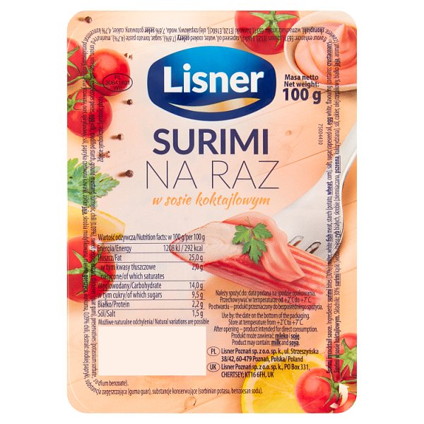 Lisner Surimi na raz w sosie koktajlowym 100 g