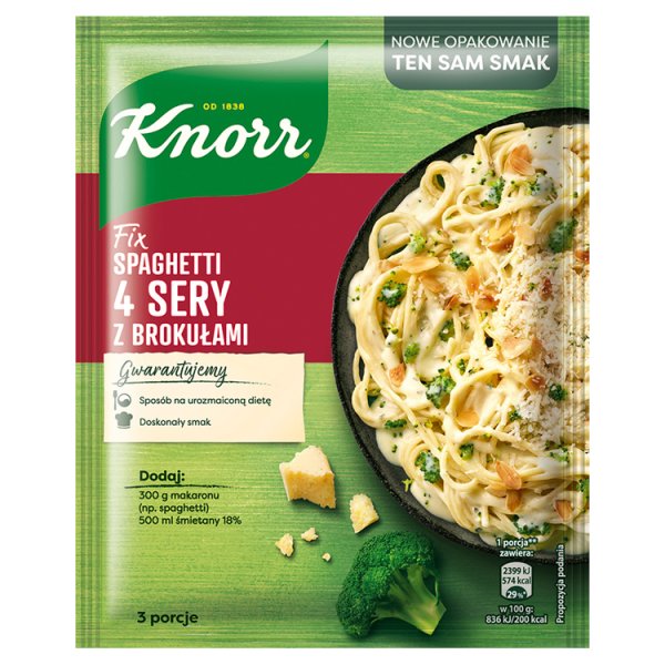 Knorr Fix spaghetti 4 sery z brokułami 43 g