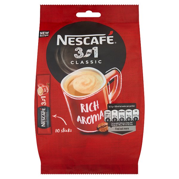 Nescafé 3in1 Classic Rozpuszczalny napój kawowy 165 g (10 x 16,5 g)