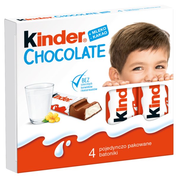 Kinder Chocolate Batoniki z mlecznej czekolady z nadzieniem mlecznym 50 g