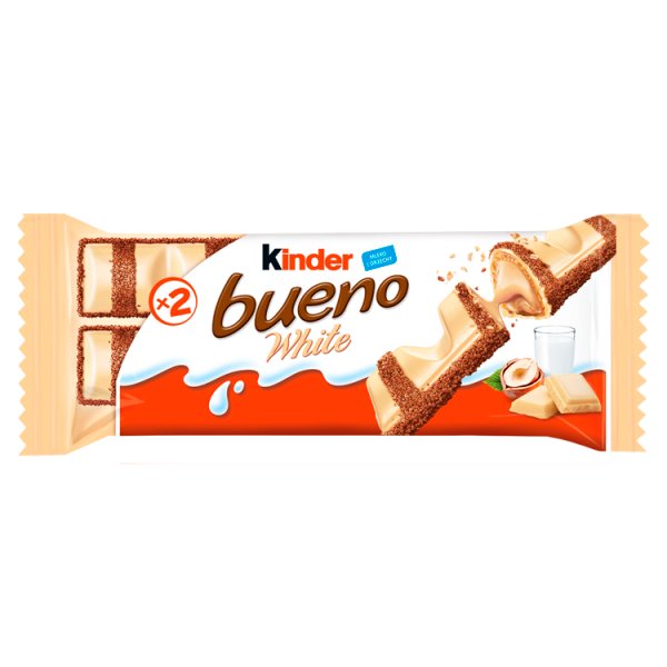 Kinder Bueno White Wafel w białej czekoladzie z mleczno-orzechowym nadzieniem 39 g (2 sztuki)