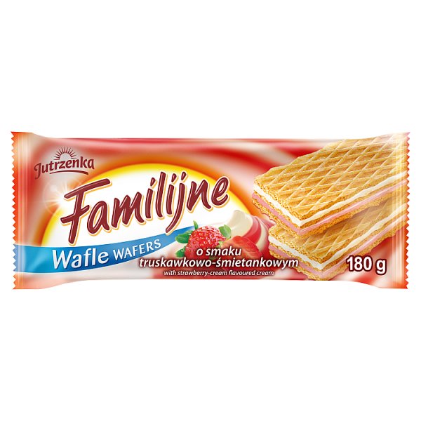 Familijne Wafle o smaku truskawkowo-śmietankowym 180 g