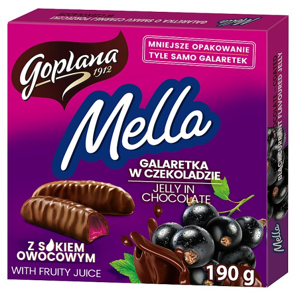 Goplana Mella Galaretka w czekoladzie o smaku czarnej porzeczki 190 g