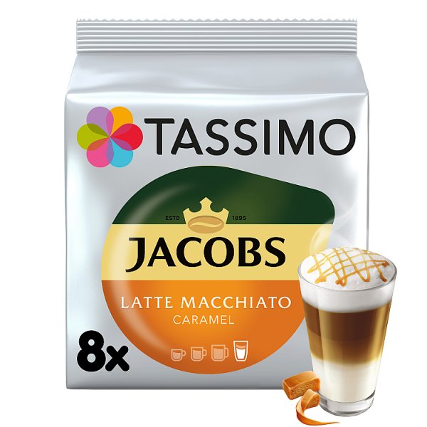 Tassimo Jacobs Latte Macchiato Caramel Kawa mielona 8 kapsułek i mleko 8 kapsułek 268 g