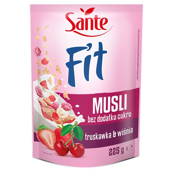 Sante Fit Musli bez dodatku cukru truskawka &amp; wiśnia 225 g
