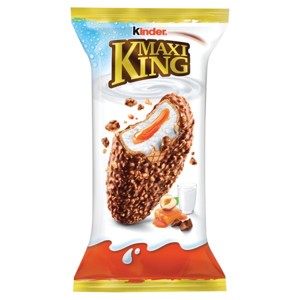 Kinder Maxi King Wafel z mlecznym i karmelowym nadzieniem pokryty czekoladą i orzechami 35 g