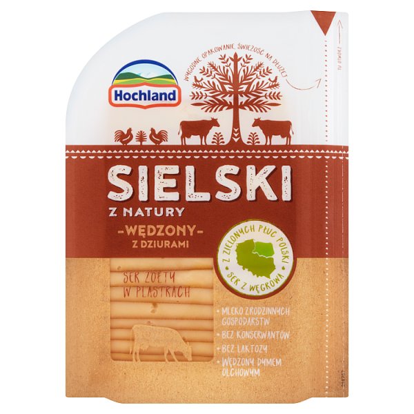 Hochland Sielski z Natury Ser żółty w plastrach wędzony z dziurami 120 g