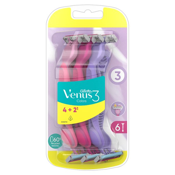 Gillette Venus 3 Colors Maszynki jednorazowe, liczba sztuk w opakowaniu: 6
