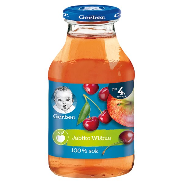 Gerber Sok 100% jabłko wiśnia dla niemowląt po 4. miesiącu 200 ml