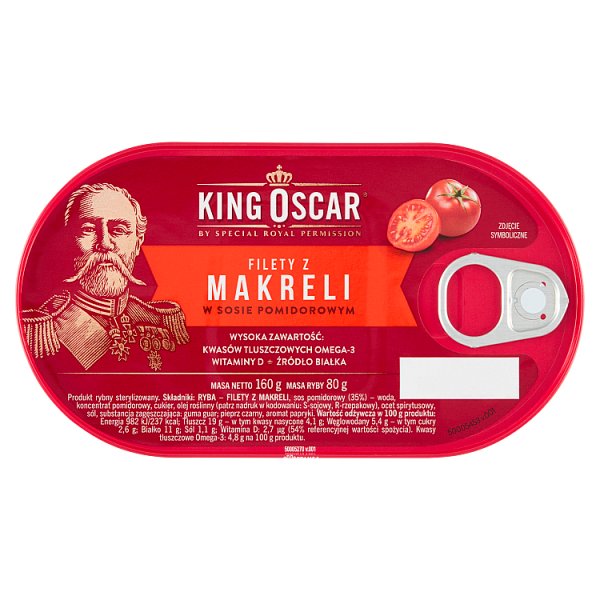 King Oscar Filety z makreli w sosie pomidorowym 160 g