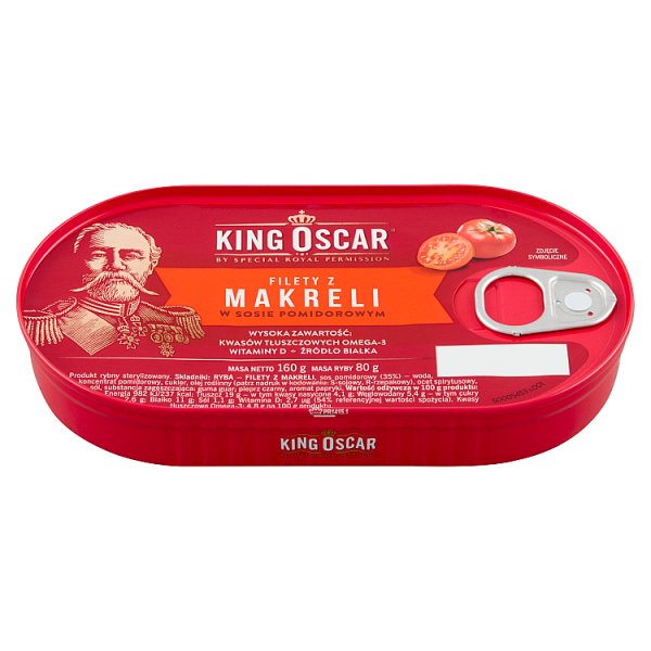 King Oscar Filety z makreli w sosie pomidorowym 160 g