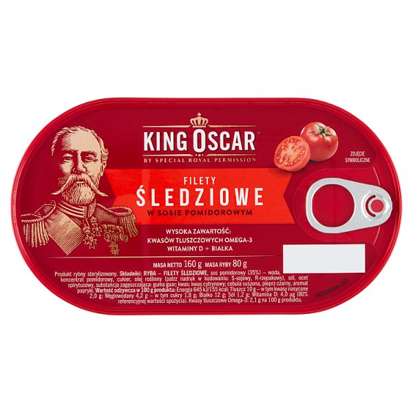 King Oscar Filety śledziowe w sosie pomidorowym 160 g