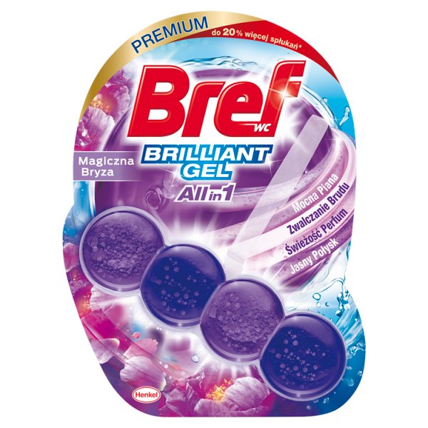 Bref WC Brilliant Gel All in 1 Zawieszka myjąco-zapachowa do muszli WC magiczna bryza 42 g