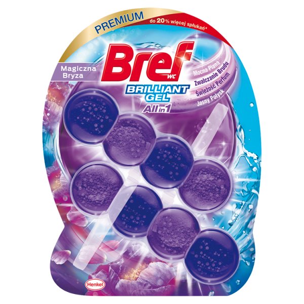 Bref WC Brilliant Gel All in 1 Zawieszka myjąco-zapachowa do muszli WC magiczna bryza 2 x 42 g