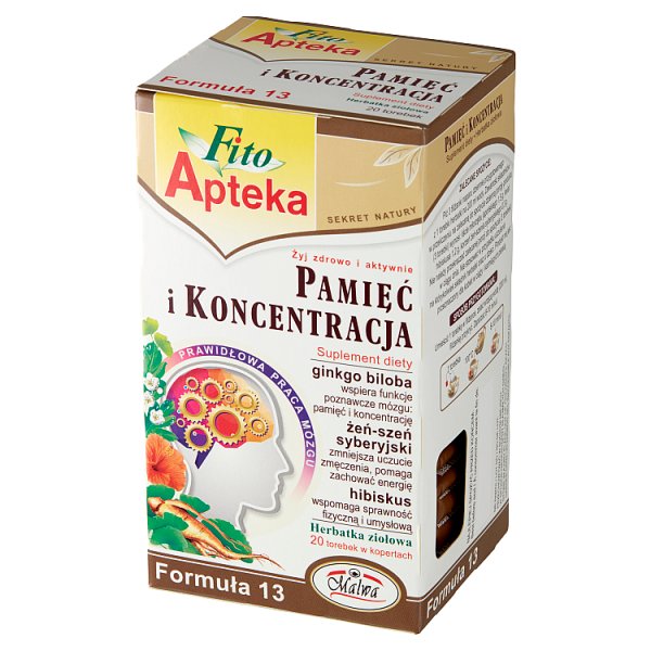 Fito Apteka Suplement diety herbatka ziołowa pamięć i koncentracja 40 g (20 x 2 g)