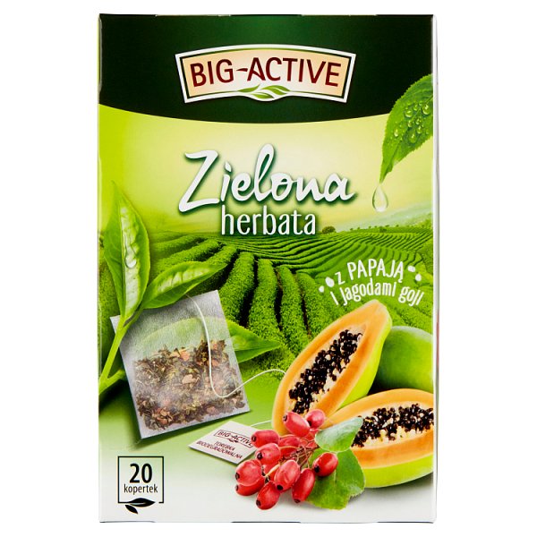 Big-Active Zielona herbata z papają i jagodami goji 34 g (20 x 1,7 g)