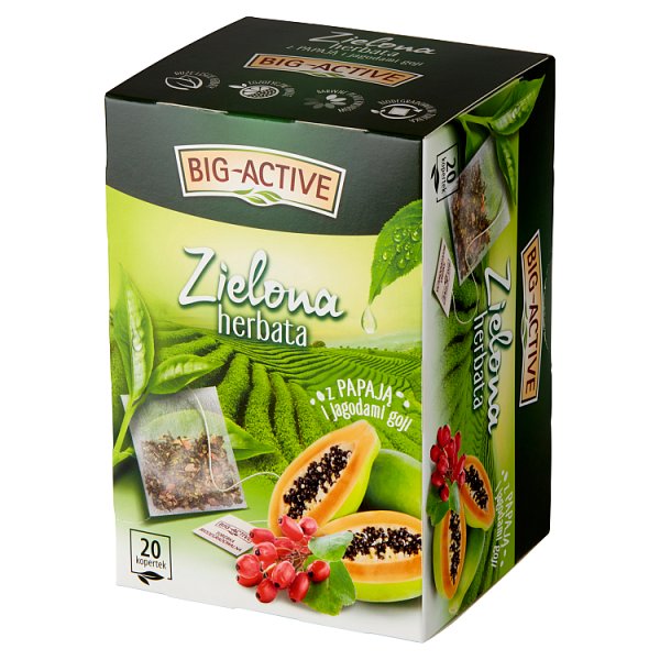 Big-Active Zielona herbata z papają i jagodami goji 34 g (20 x 1,7 g)