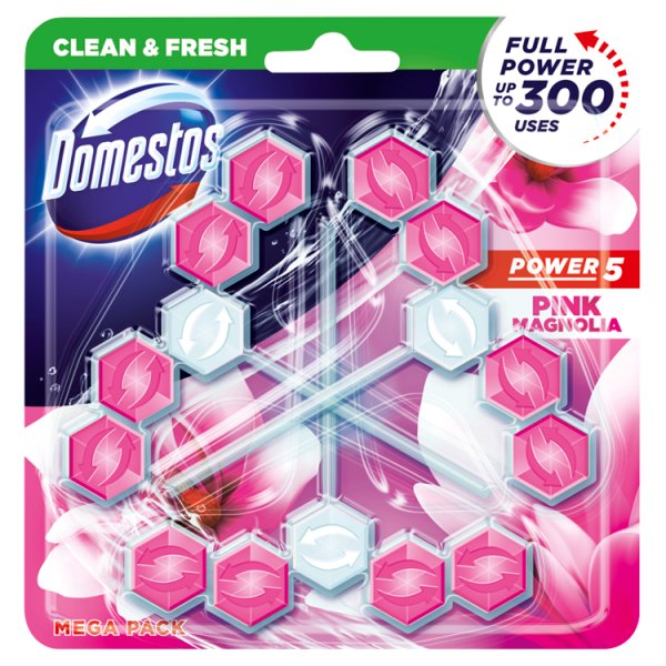 Domestos Power 5 Pink Magnolia Kostka toaletowa 3 x 55 g