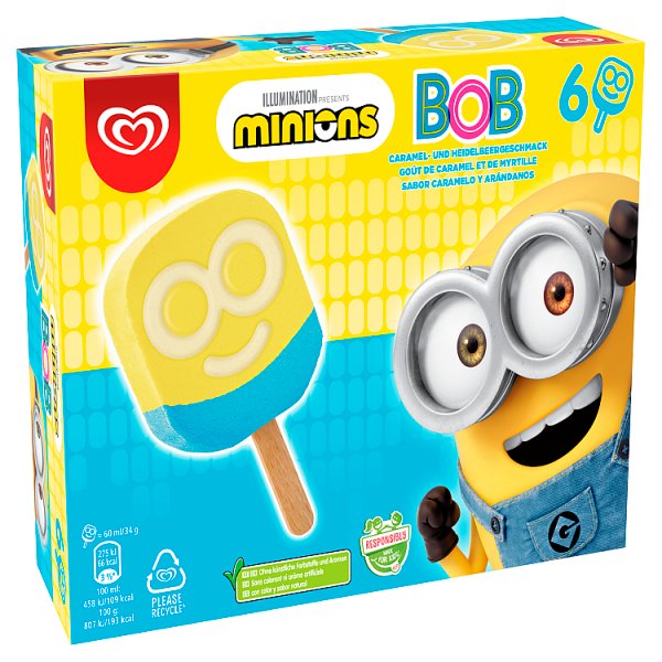 Algida Minions Lody o smaku gumy balonowej i ciasteczkowym 360 ml (6 sztuk)