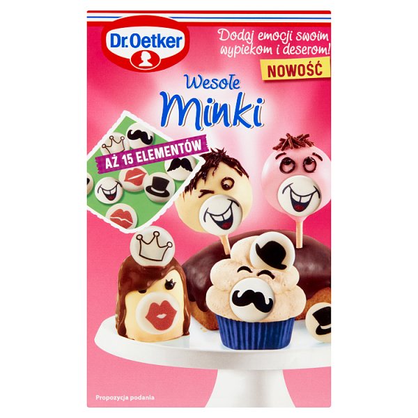 Dr. Oetker Dekoracje cukrowe wesołe minki 23 g (15 sztuk)