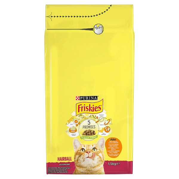 Friskies Hairball Karma dla kotów z mieszanką kurczaka i indyka z warzywami 1,5 kg