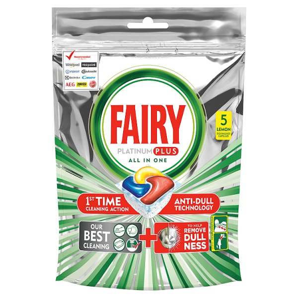 Fairy Platinum Plus Cytryna Kapsułki do zmywarki, 5 kapsułek