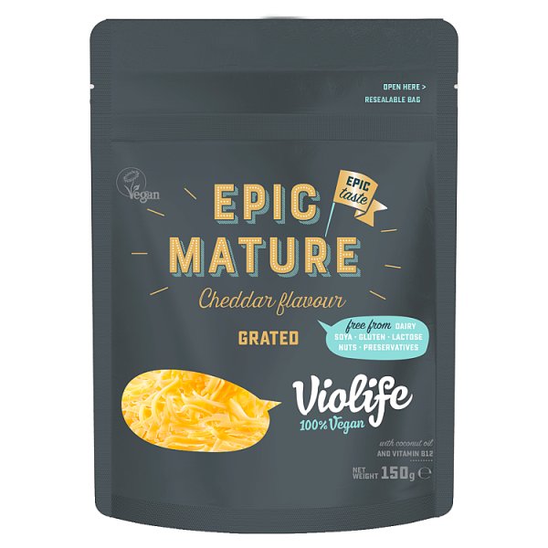Violife Produkt na bazie oleju kokosowego o smaku epicki dojrzały cheddar tarty 150 g