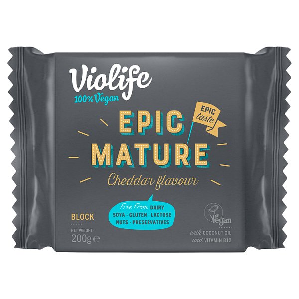 Violife Produkt na bazie oleju kokosowego o smaku epicki dojrzały cheddar blok 200 g