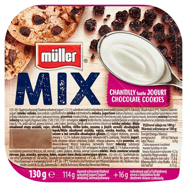 Müller Mix Jogurt z kulkami zbożowymi oblanymi czekoladą 130 g