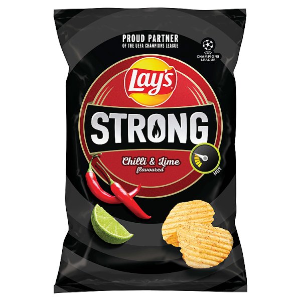 Lay&#039;s Strong Chipsy ziemniaczane karbowane o smaku ostrego chilli i limonki 130 g