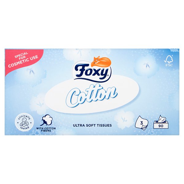 Foxy Cotton Ultra miękkie chusteczki 3 warstwy 90 sztuk