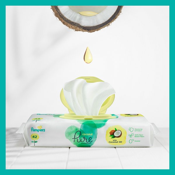 Pampers Coconut Pure Nawilżane Chusteczki Dla Dzieci  1 Opakowanie = 42 Chusteczek