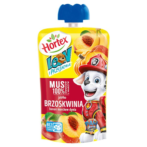 Hortex Leon i Przyjaciele Mus owocowo-warzywny jabłko brzoskwinia banan marchew dynia 100 g