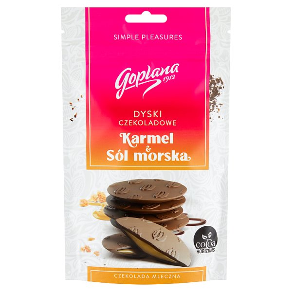 Goplana Dyski czekoladowe karmel &amp; sól morska 120 g