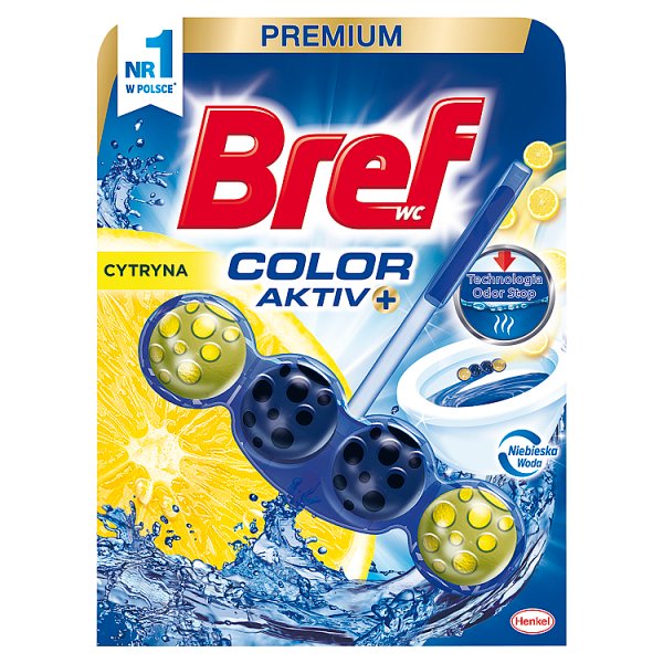 Bref Color Aktiv+ Zawieszka myjąco-zapachowa do muszli WC cytryna 50 g