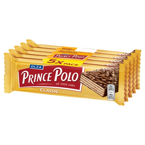 Prince Polo Classic Kruchy wafelek z kremem kakaowym oblany czekoladą 5 x 35 g