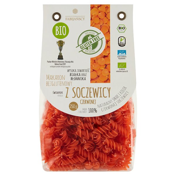 Makaron bezglutenowy z soczewicy czerwonej świderek 250 g