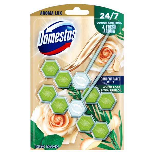 Domestos Aroma Lux White Rose &amp; Tea Tree Oil Kostka toaletowa 2 x 55 g