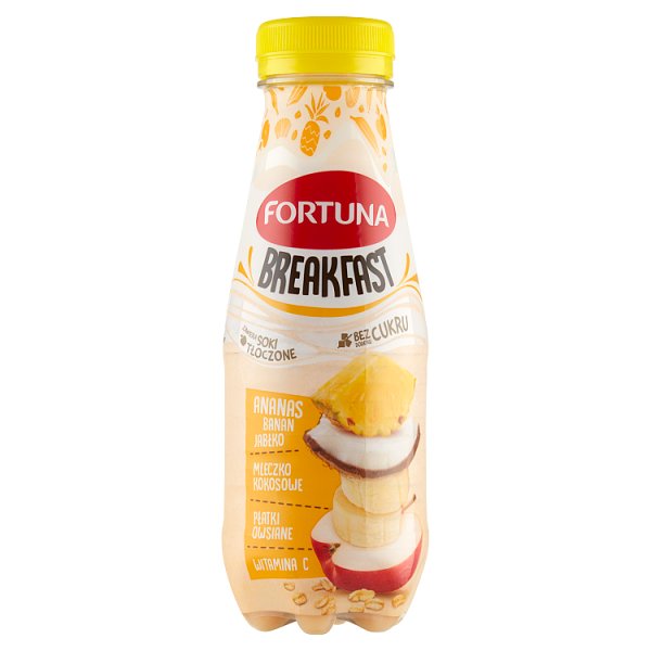 FORTUNA Breakfast Przekąska jabłko banan ananas z płatkami i mleczkiem kokosowym 300 ml