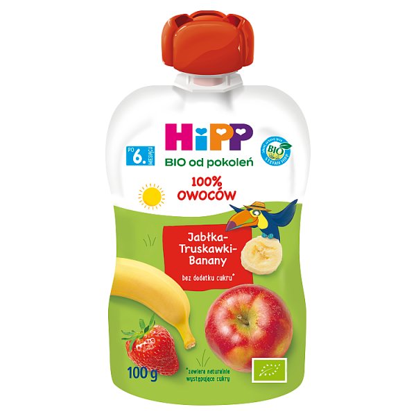 HiPP BIO Mus owocowy po 6. miesiącu jabłka-truskawki-banany 100 g