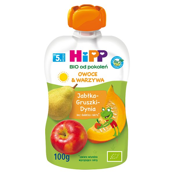 HiPP BIO Mus owocowo-warzywny po 5. miesiącu jabłka-gruszki-dynia 100 g