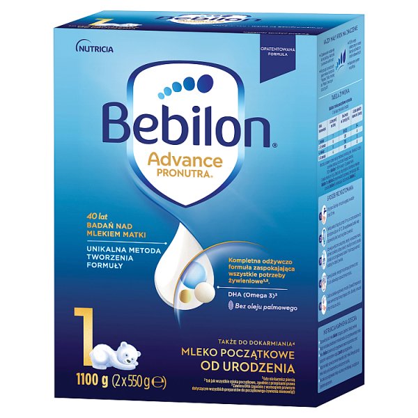 Bebilon 1 Advance Pronutra Mleko początkowe od urodzenia 1100 g (2 x 550 g)