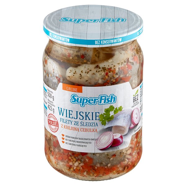 SuperFish Wiejskie filety ze śledzia z krojoną cebulką 550 g