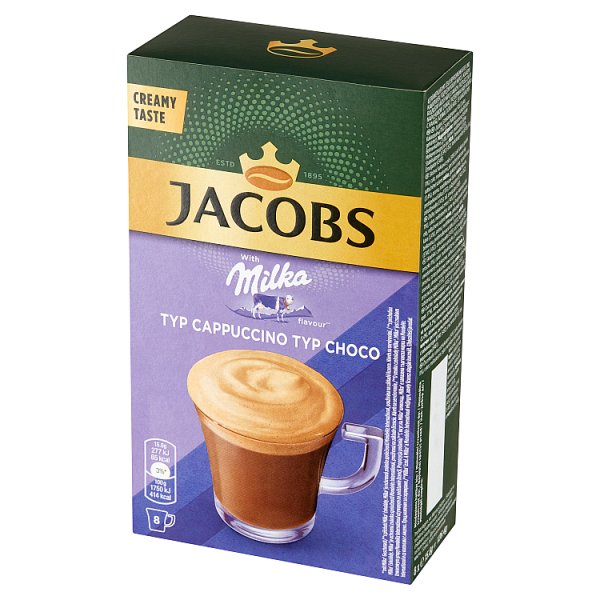 Jacobs Rozpuszczalny napój kawowy z kakao o smaku czekolady Milka 126,4 g (8 x 15,8 g)