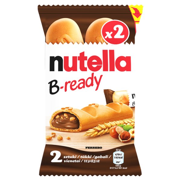 Nutella B-ready Wafelek z orzechami laskowymi i kakao oraz chrupkami 2 x 22 g