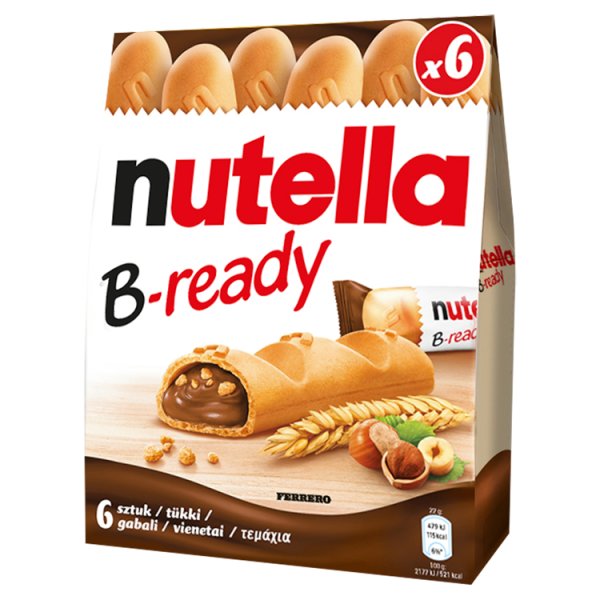 Nutella B-ready Wafelek z orzechami laskowymi i kakao oraz chrupkami 6 x 22 g