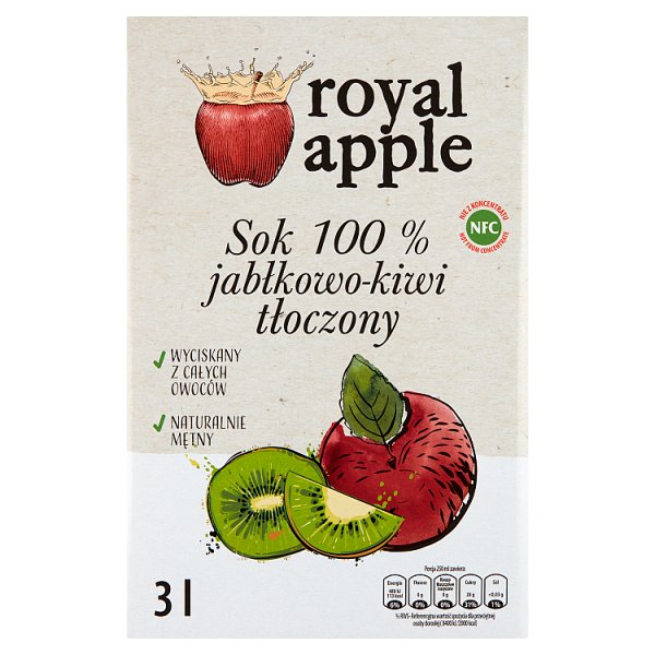 Royal apple Sok 100 % jabłkowo-kiwi tłoczony 3 l