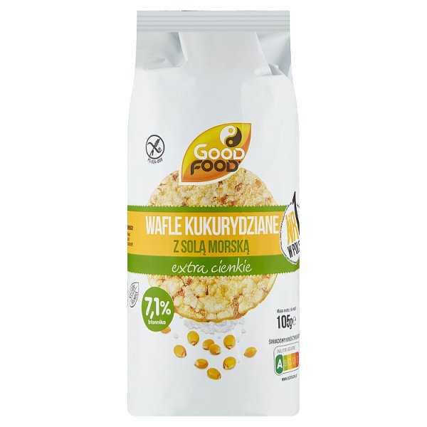 Good Food Extra cienkie wafle kukurydziane z solą morską 105 g (21 sztuk)